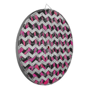 Zebra Chevron Black and Hot Pink Dartboard