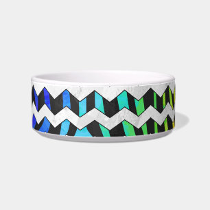 Zebra Chevron Black and Rainbow Print Bowl