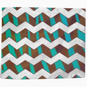 Zebra Chevron Brown and Teal Print Binder