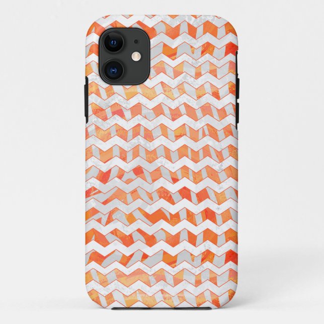 Zebra Chevron Orange and White Case-Mate iPhone Case (Back)