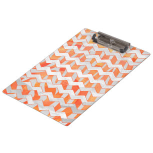 Zebra Chevron Orange and White Clipboard