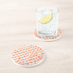 Zebra Chevron Orange and White Coaster