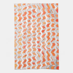 Zebra Chevron Orange and White Kitchen Towel