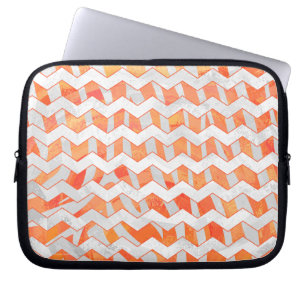 Zebra Chevron Orange and White Laptop Sleeve