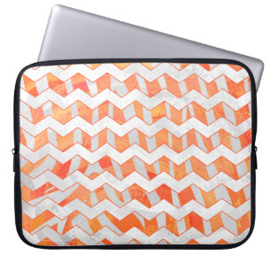 Zebra Chevron Orange and White Laptop Sleeve