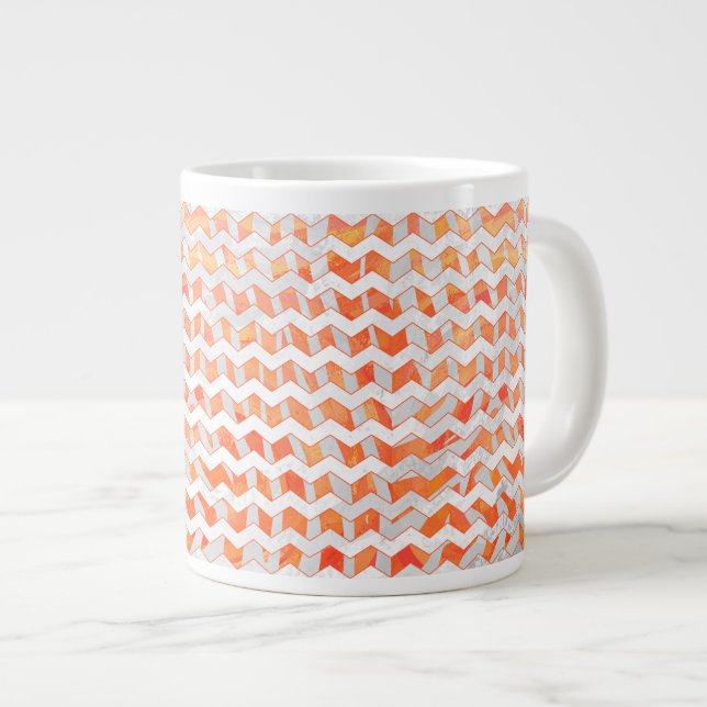 Zebra Chevron Orange and White Large Coffee Mug (Front Right)