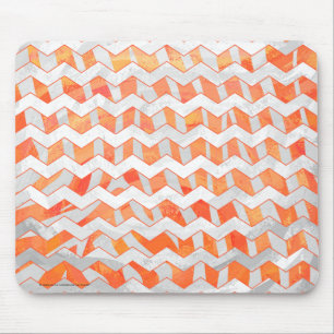 Zebra Chevron Orange and White Mouse Pad