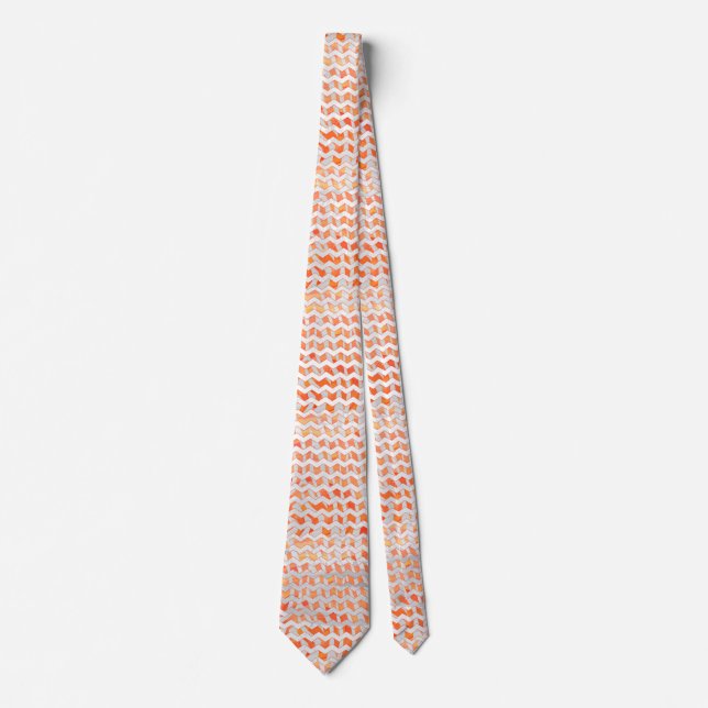 Zebra Chevron Orange and White Tie (Front)