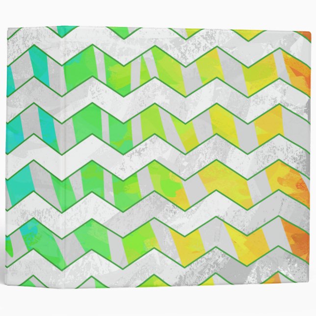 Zebra Chevron Rainbow and White Print Binder (Front/Spine)