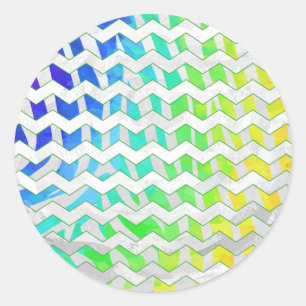 Zebra Chevron Rainbow and White Print Classic Round Sticker