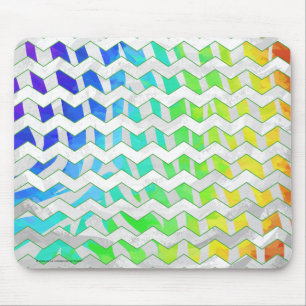 Zebra Chevron Rainbow and White Print Mouse Pad