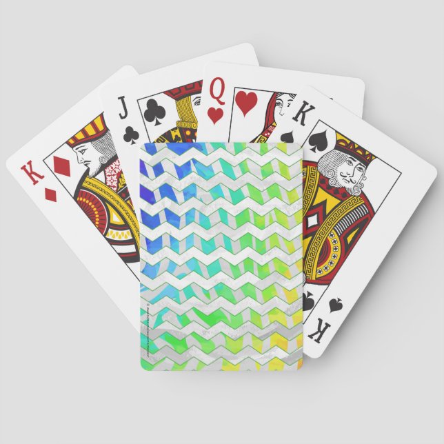 Zebra Chevron Rainbow and White Print Playing Cards (Back)