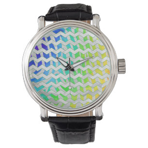 Zebra Chevron Rainbow and White Print Watch