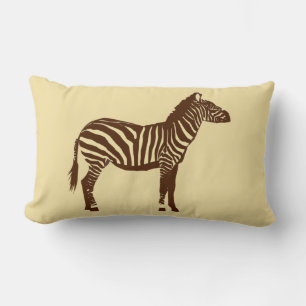Zebra - Chocolate Brown and Camel Tan Lumbar Pillow
