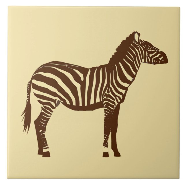 Zebra - Chocolate Brown and Camel Tan Tile (Front)