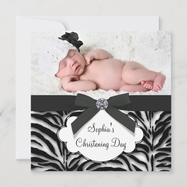 Zebra Christening Invitation (Front)