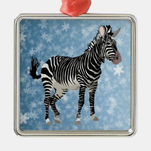 zebra christmas metal ornament