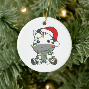 Zebra Christmas Winter Animals Holiday Zebras Ceramic Ornament