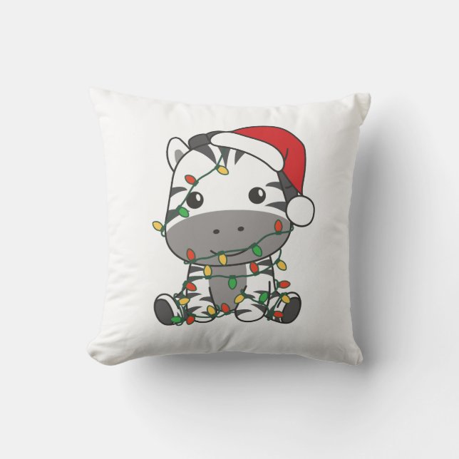 Zebra Christmas Winter Animals Holiday Zebras Throw Pillow (Front)
