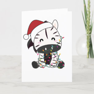 Zebra Christmas Zebras Winter Animals Adult Cloth Holiday Card