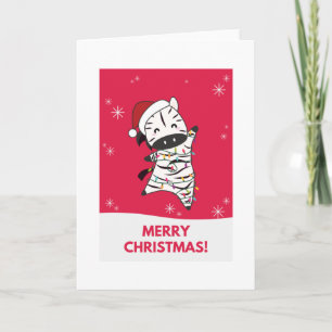 Zebra Christmas Zebras Winter Animals Card