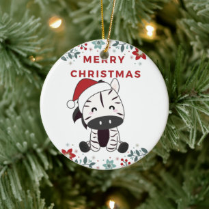 Zebra Christmas Zebras Winter Animals Ceramic Orna Ornament