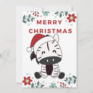 Zebra Christmas Zebras Winter Animals Holiday Card