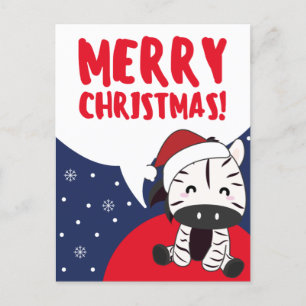Zebra Christmas Zebras Winter Animals Holiday Post Postcard