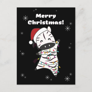 Zebra Christmas Zebras Winter Animals Holiday Postcard