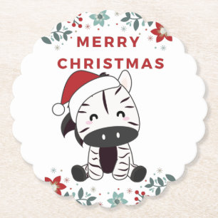 Zebra Christmas Zebras Winter Animals Paper Coaste Coaster