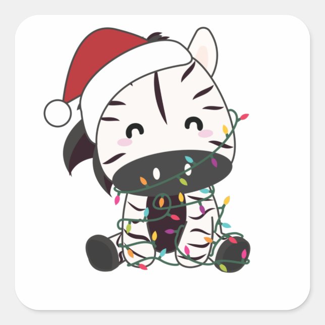Zebra Christmas Zebras Winter Animals Square Sticker (Front)