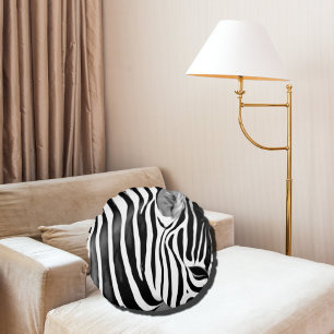Zebra close up print round pillow