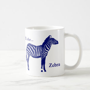 Zebra -Cobalt Blue and White Coffee Mug