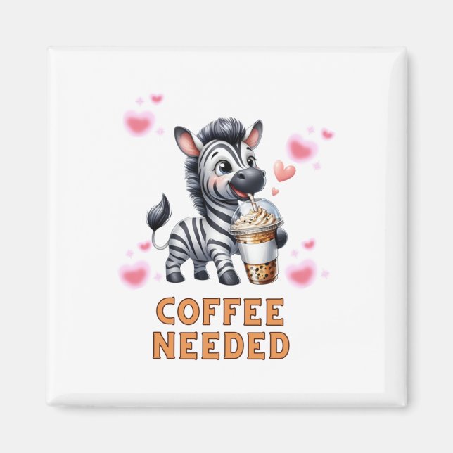 Zebra Coffee Needed T Sticker  Magnet (Front)