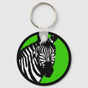 zebra. colour customizable circle. keychain