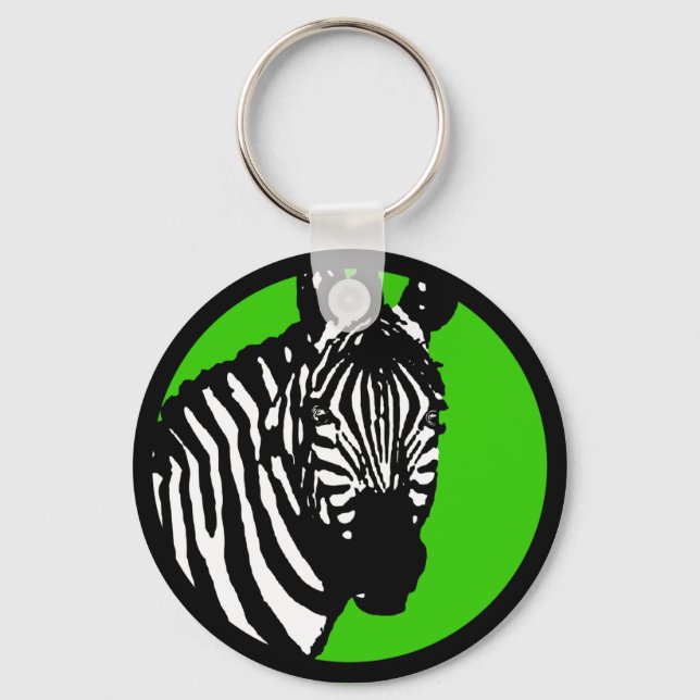 zebra. colour customizable circle. keychain (Front)