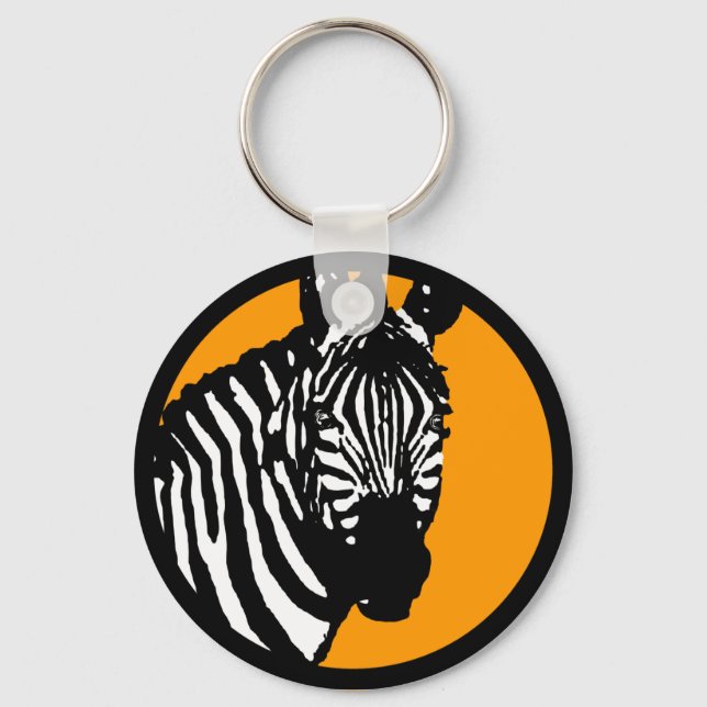 zebra. colour customizable circle. keychain (Front)