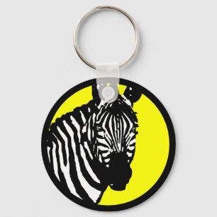 zebra. colour customizable circle. keychain