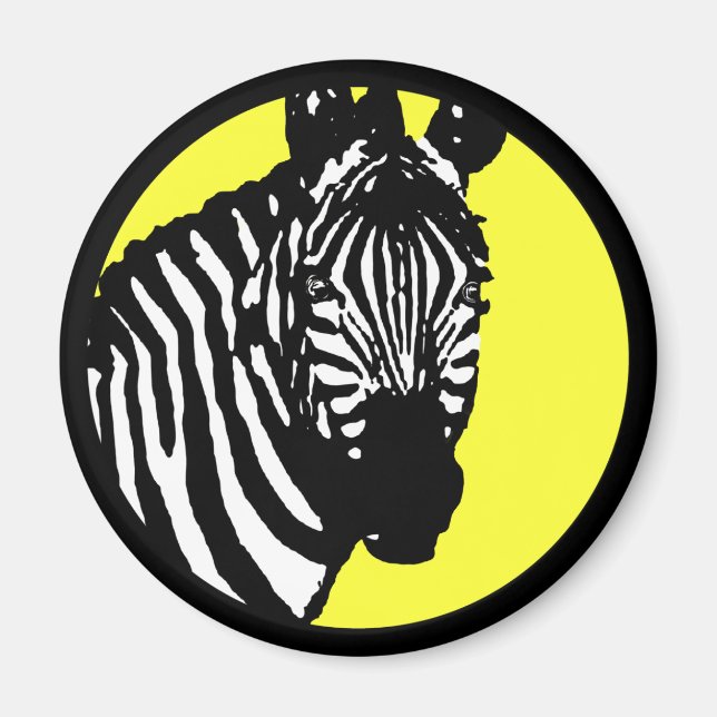 zebra. colour customizable circle. magnet (Front)