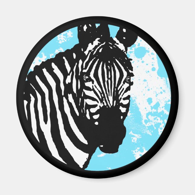 zebra. colour customizable circle. magnet (Front)