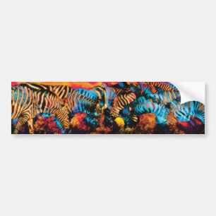 Zebra Colours art Bumper Sticker