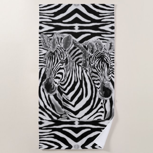 Zebra Couple Beach Towel Family (Front)