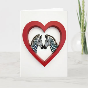 Zebra Couple Love Heart Card
