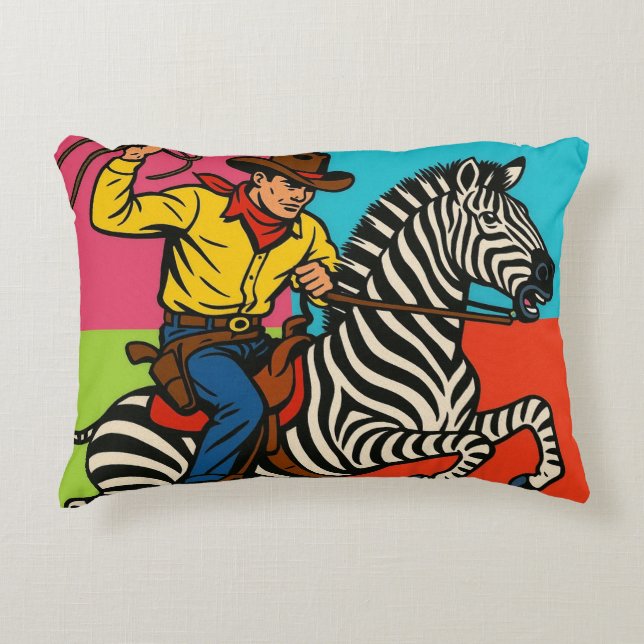 zebra cowboy accent pillow (Front)