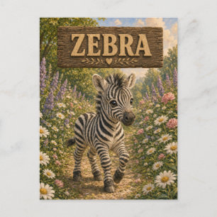Zebra Cute Baby Storybook Nursery Animal Postcard