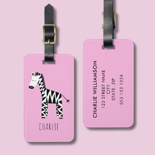 Zebra cute kids luggage tag