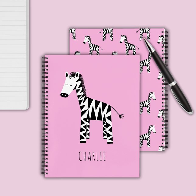 Zebra cute kids notebook (Pink Zebra personalized notebooks)