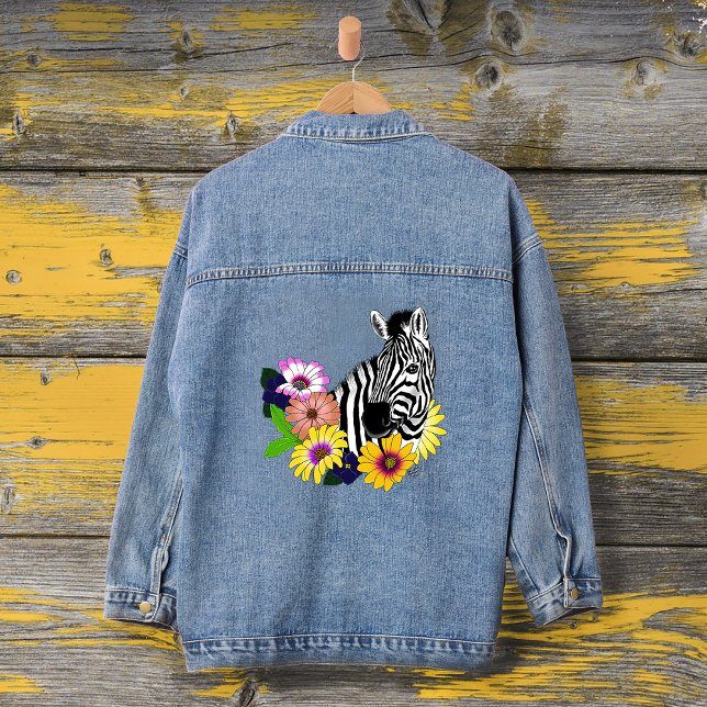 Zebra Daisies Blue Denim Jacket (Creator Uploaded)