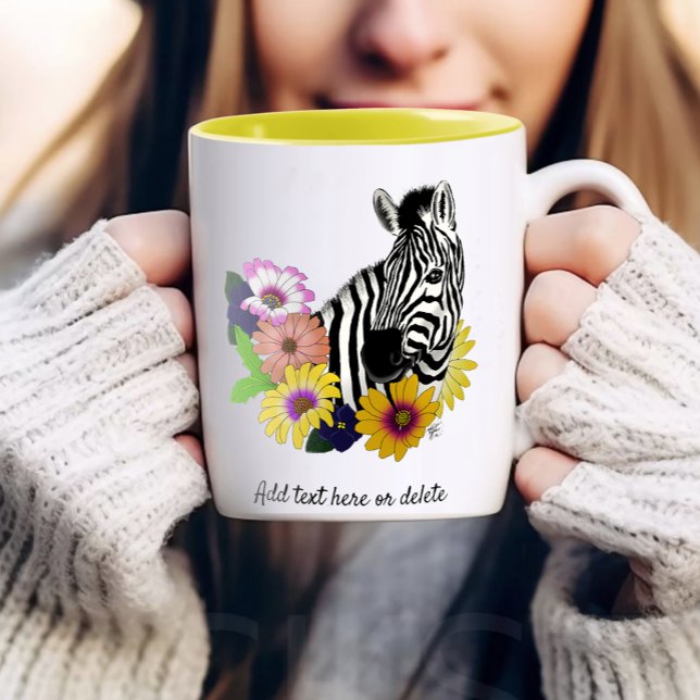 Zebra Daisies Blue Two-Tone Coffee Mug (Creator Uploaded)
