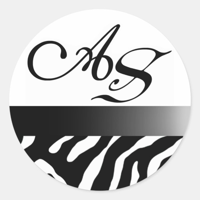 Zebra Damask Fabulous Monogram Party Sticker (Front)